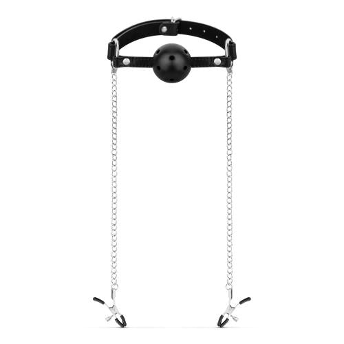 Ball Gag With Nipple Clamps