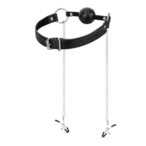 Ball Gag With Nipple Clamps