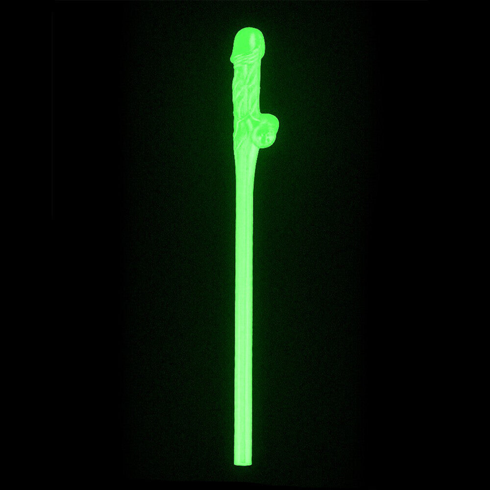 Pack Of 9 Willy Straws - Glow In The Dark