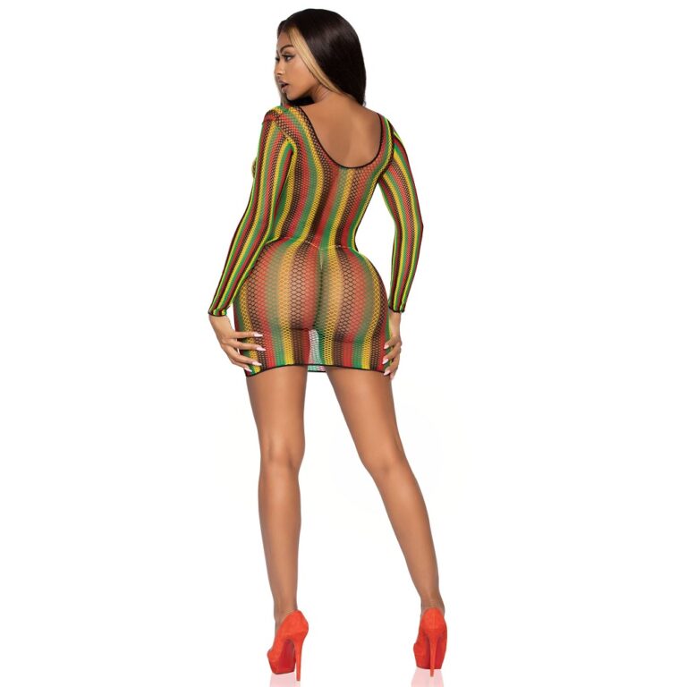Rasta Net Long Sleeve Mini Dress