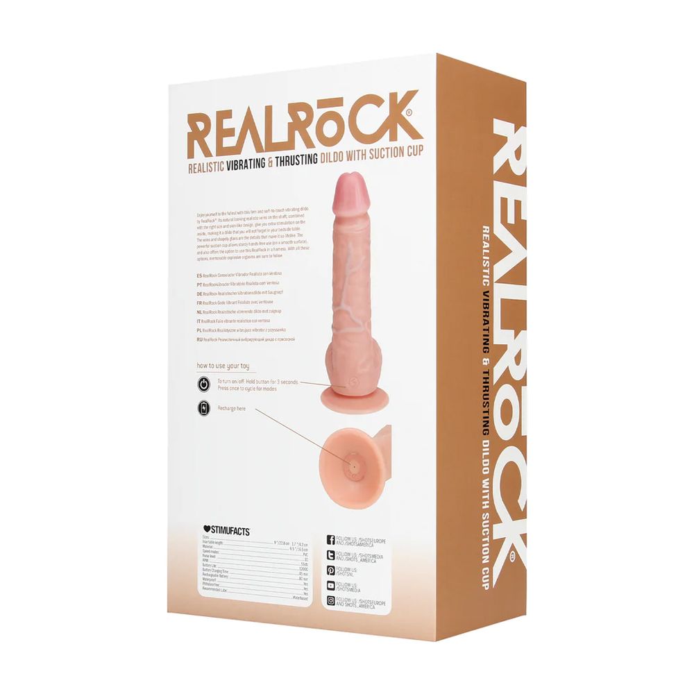 Real Rock 8 Inch Realistic Thrusting & Vibrating Suction Cup Dildo