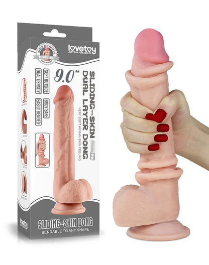 9 Inch Sliding Skin Dildo With Suction Cup