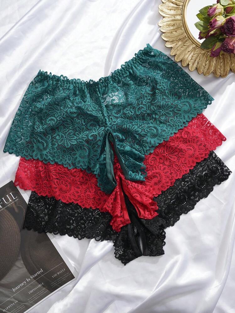 Crotchless Curvy Briefs 3 Piece Set