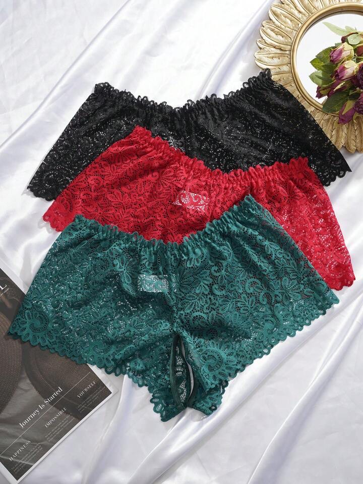 Crotchless Curvy Briefs 3 Piece Set