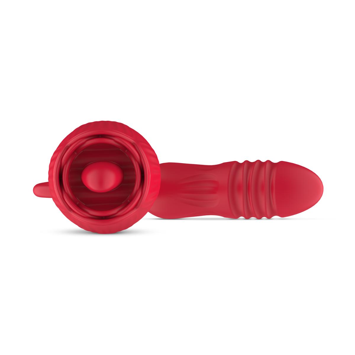 Licking Rose With Thrusting Dildo