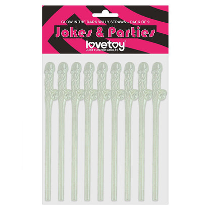 Pack Of 9 Willy Straws - Glow In The Dark