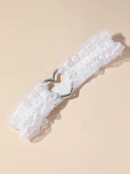 White Adjustable Heart Garter