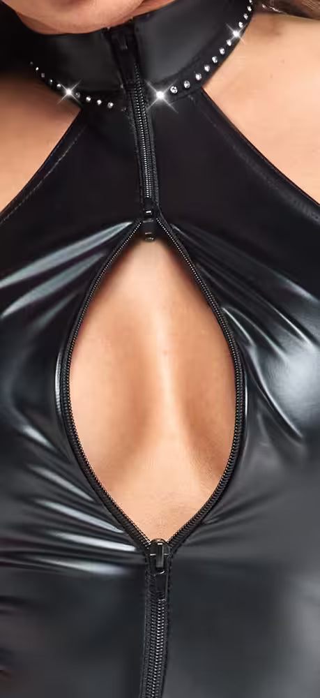 Noir Wet Look Jumpsuit