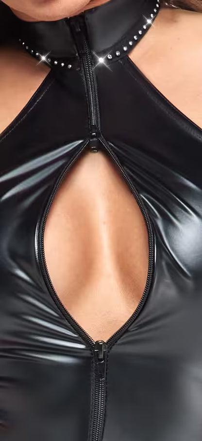 Noir Wet Look Jumpsuit