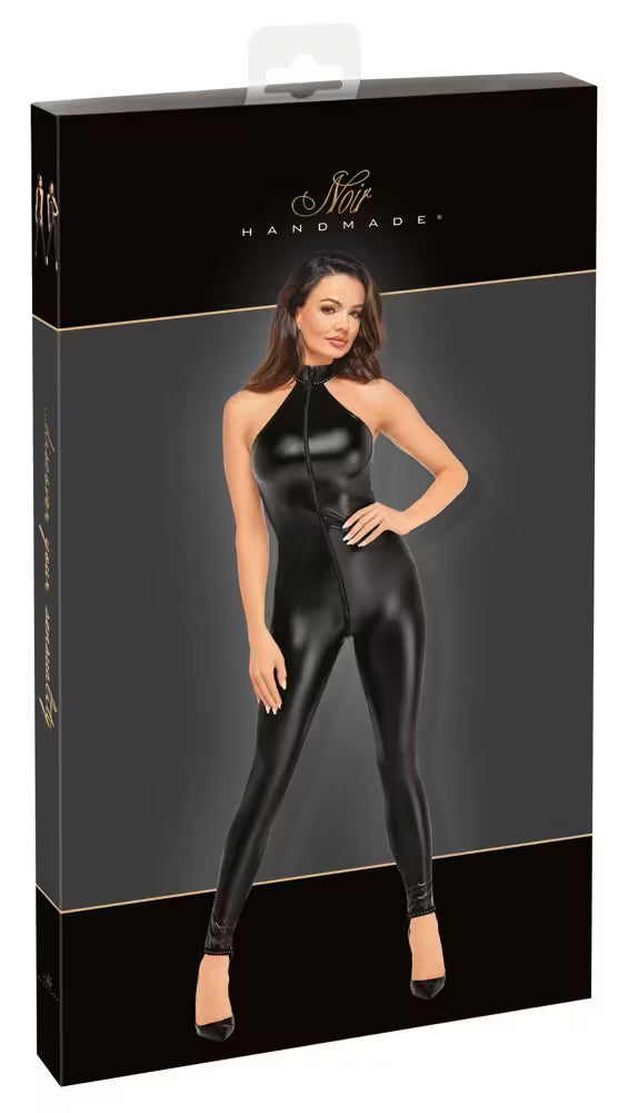 Noir Wet Look Jumpsuit