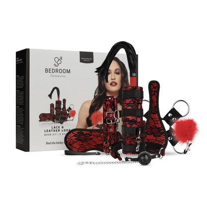 Lace & Leather Look BDSM Kit 9 Pieces