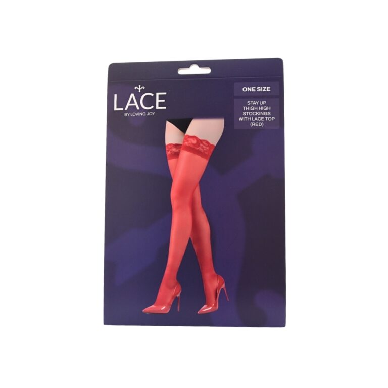 Lace Top Hold Ups Red