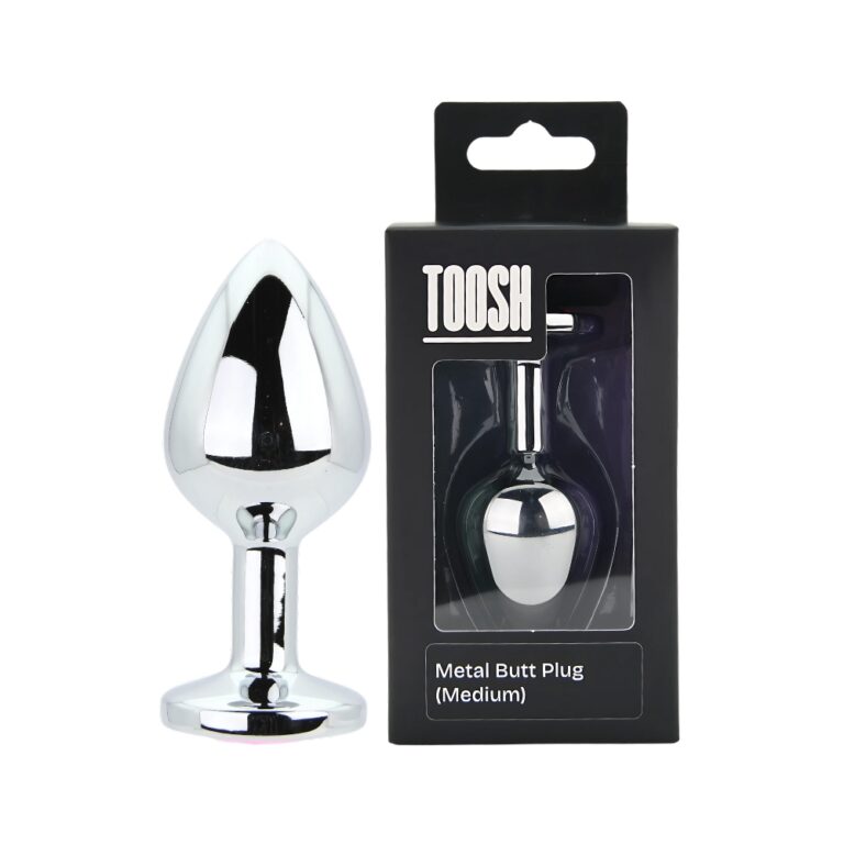 Toosh Medium Metal Plug With Pink Crystal Base