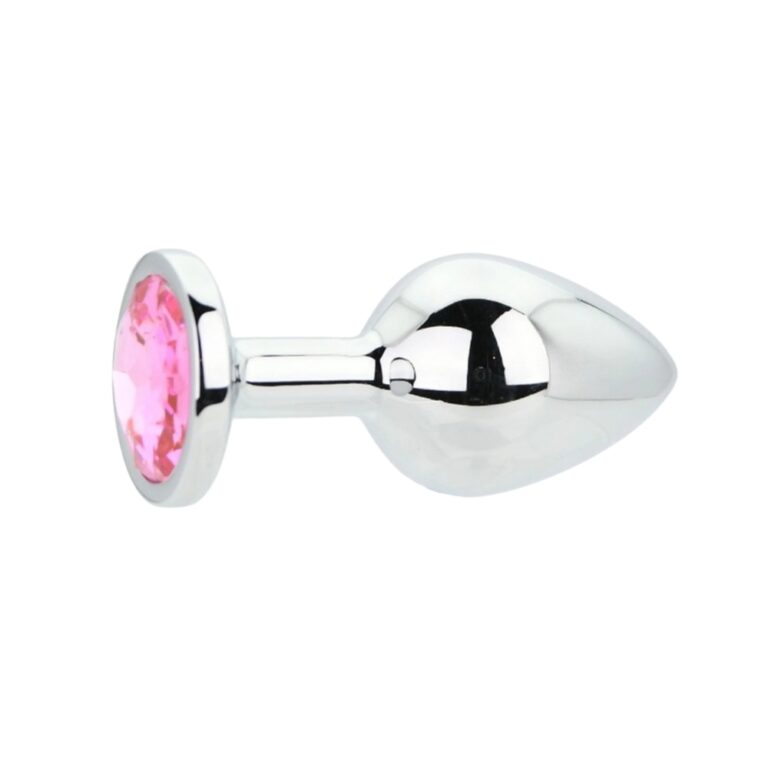 Toosh Medium Metal Plug With Pink Crystal Base