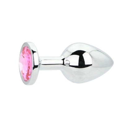 Toosh Medium Metal Plug With Pink Crystal Base