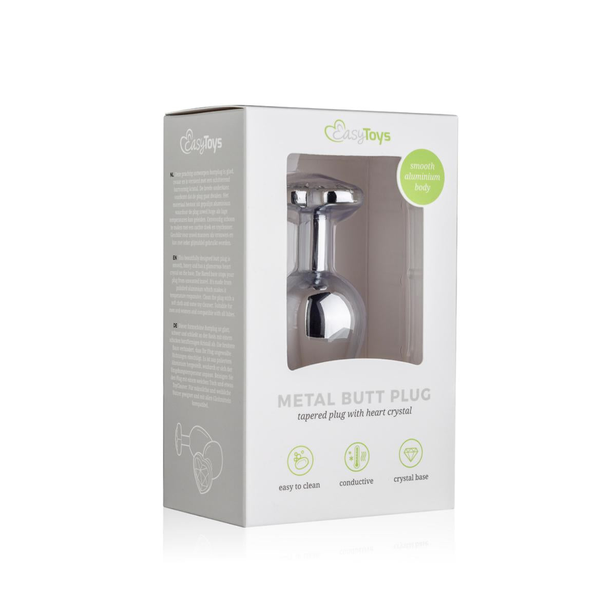 Metal Butt Plug - Medium With Heart Crystal