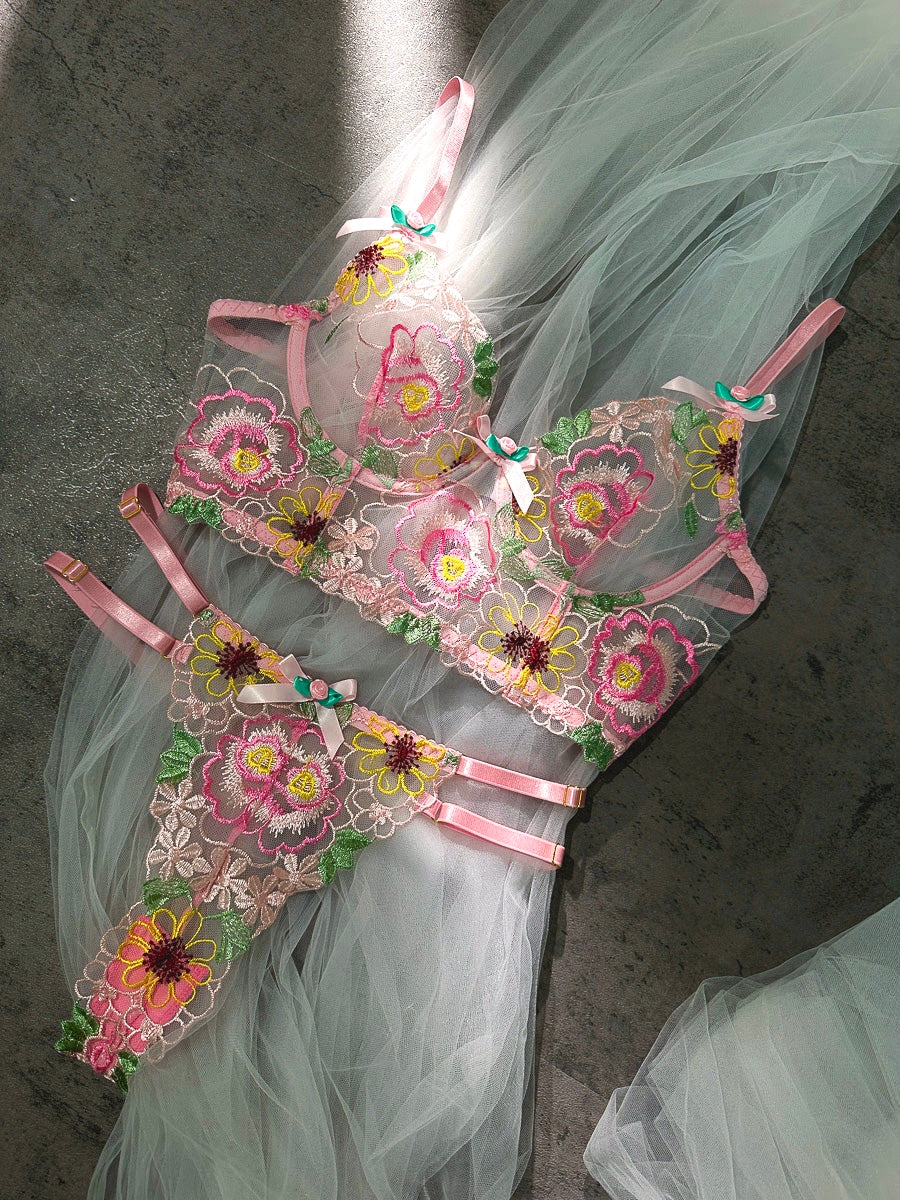 Pink Floral Bustier 2 Piece