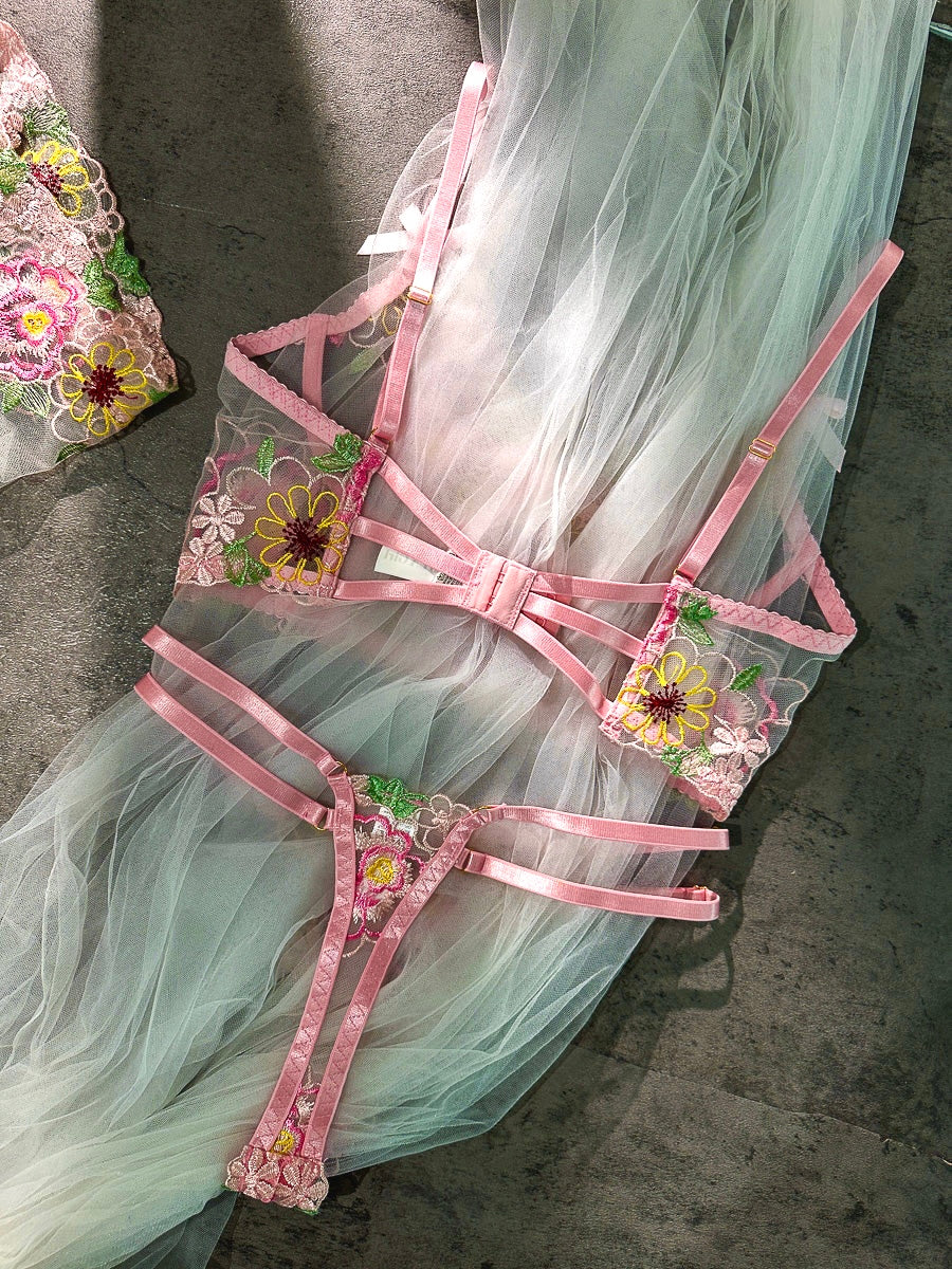 Pink Floral Bustier 2 Piece