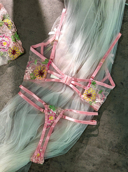 Pink Floral Bustier 2 Piece