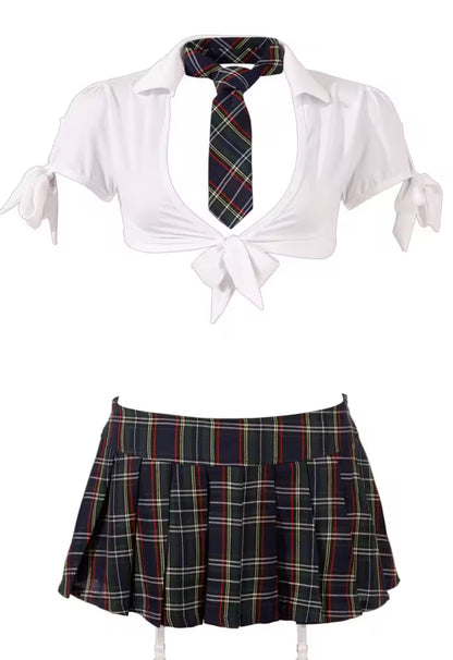 Schoolgirl Crotchless 4 Piece Costume