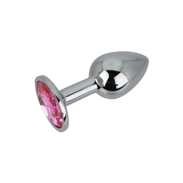 Toosh Small Metal Plug With Pink Crystal Base