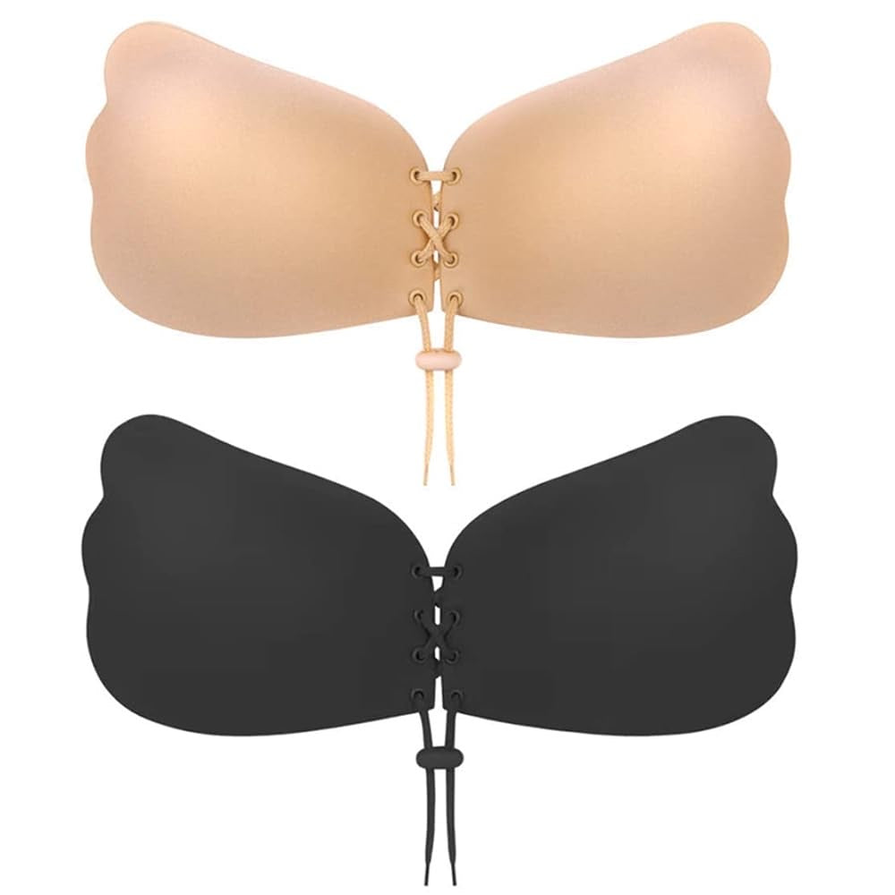 2 Pack Stick On Lace Up Bra