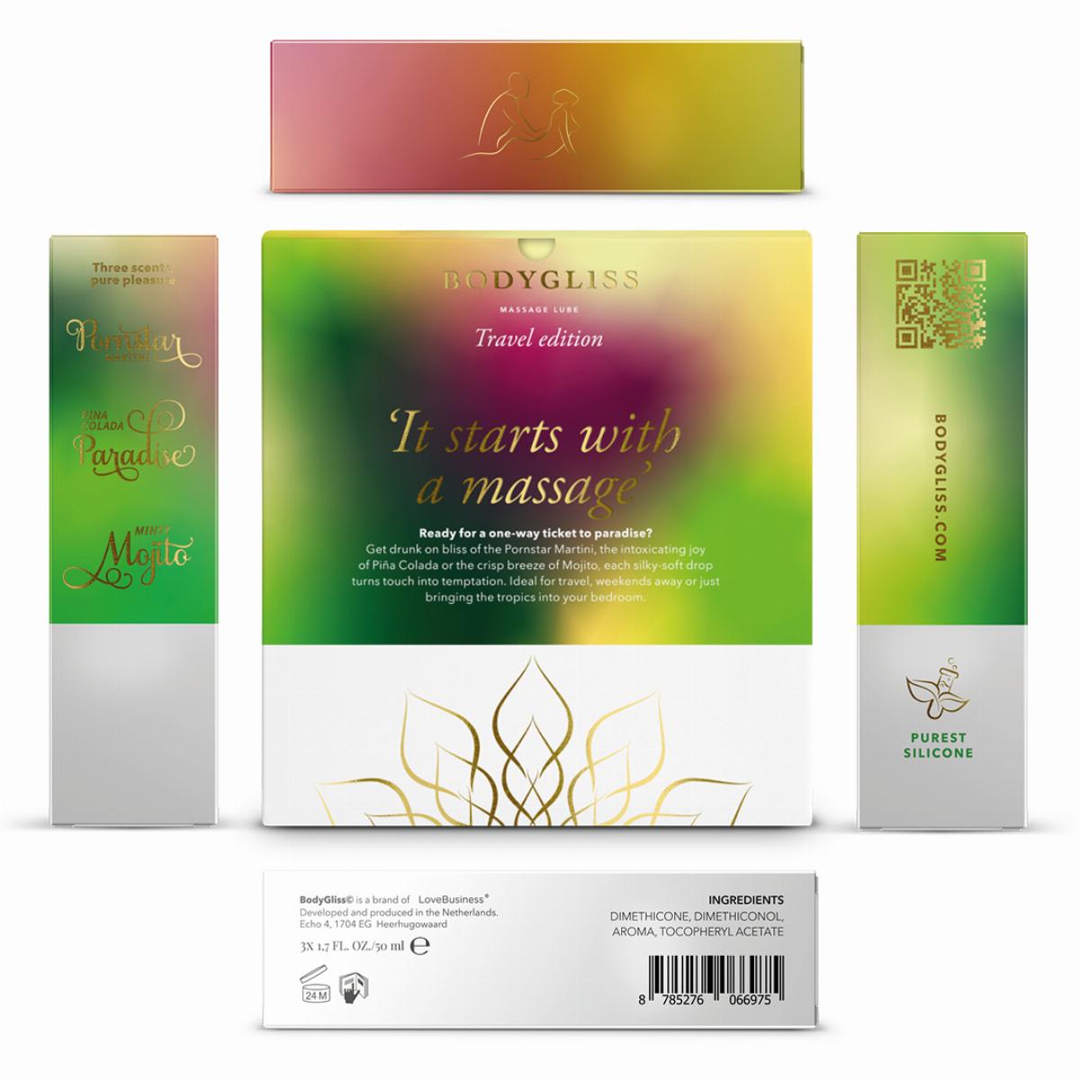 BodyGliss Travel Edition 3 Pack Tropical Temptation Massage Lubes