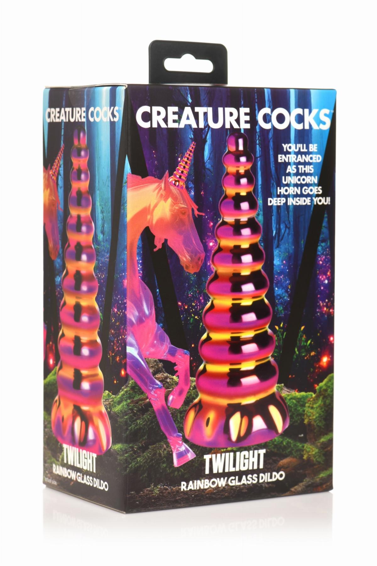 Creature Cocks - Twilight Rainbow Glass Unicorn Horn